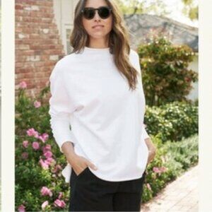 Frank & Eileen White Oversized Mock-Neck Sweatshirt
